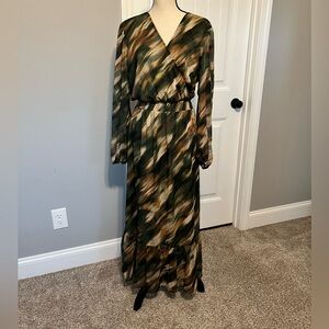 Nine Britton Green and Brown Maxi Dress